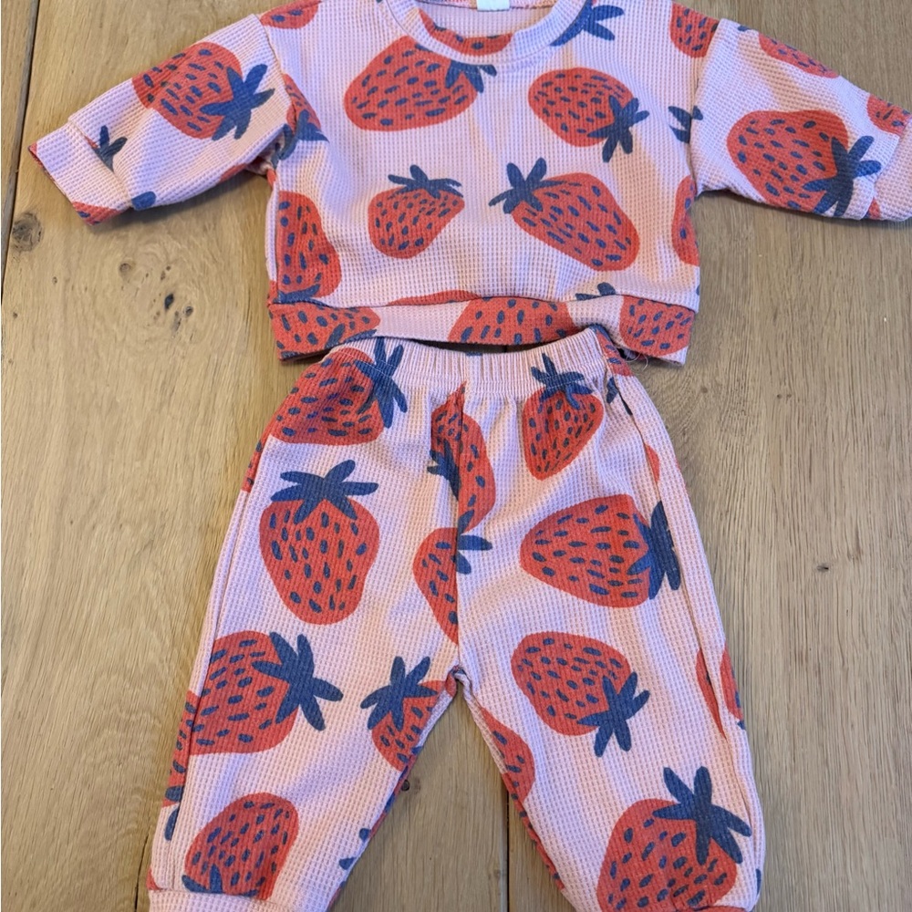 Strawberry Print Baby Outfit